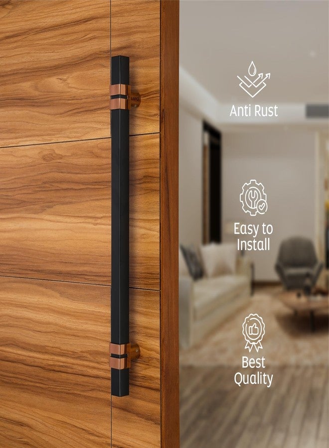 LAPO مقبض باب مربع من الفولاذ المقاوم للصدأ مقاس 18 بوصة من لابو، مناسب للأبواب الرئيسية/الأبواب الزجاجية، مقبض سحب ودفع/مقبض باب رئيسي لجميع أنواع الأبواب - عبوة من قطعة واحدة | لون أسود/ذهبي وردي | ضمان 3 سنوات - Image 4